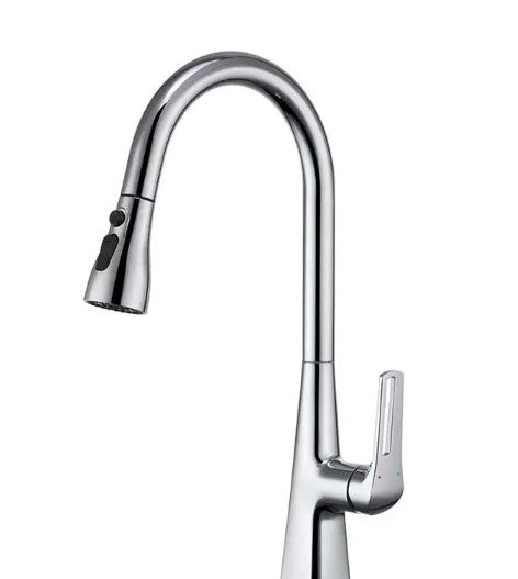 Single Handle Pull-Down Brass Kitchen Faucet in Chrome - Bath Pro Supply
